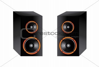 Two speakers on white background