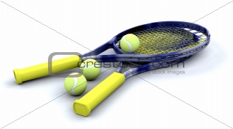Tennis racquets and balls