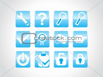 vector beautiful web glassy icons set, blue