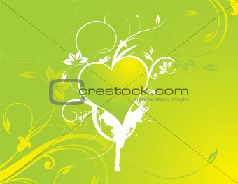 floral vector illustration of green heart