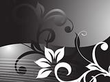 floral vector with swirl and curve elements in graient black