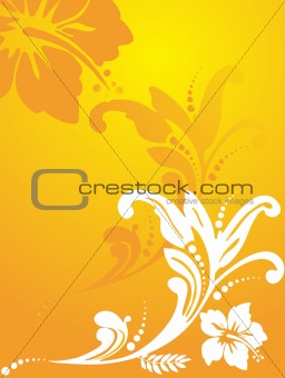 floral vector with swirl and curve elements in graient yellow