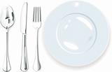 Vector. Dinner-plate, spoon fork and knife