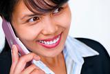 Close up of a beautiful businesswoman on the phone