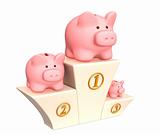 3d piggy banks on a pedestal