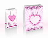 Vector purple shopping bags with hearts