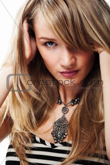 Close-up portrait of sexual blond girl