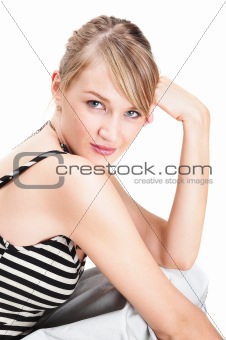 Close up portrait of  positive young girl