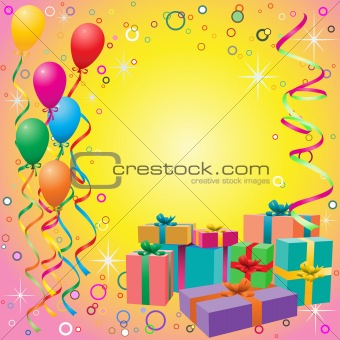 Balloon Background with Gift Boxes