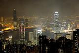 Night scene of Hong Kong, you can see the pollution