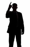 silhouette of man with finger up