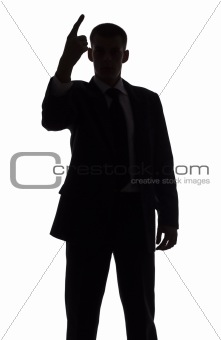 silhouette of man with finger up
