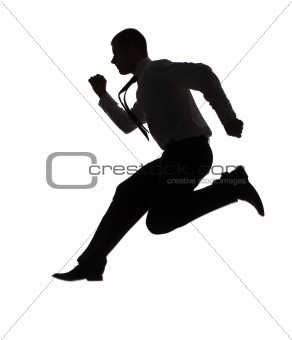 silhouette of running businessman