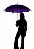 silhouette of woman with umbrella