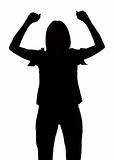 silhouette of woman with arms up