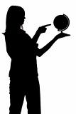 silhouette of woman with globe