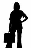 silhouette of woman with suitcase