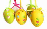 Easter eggs painted on a white background