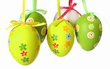 Easter eggs painted on a white background