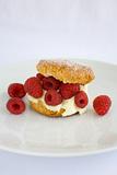 Biscut with raspberries and cream