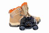 Hiking boots and binoculars