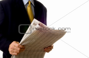 Business man reading paper