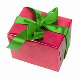 gift - red paper and green ribbon