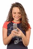 female teenager writting short text message