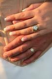 Hands of a newlywed couple.