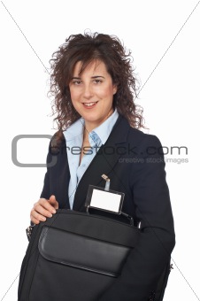 Business woman holding a laptop bag