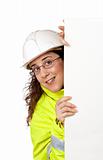 Curious female construction worker