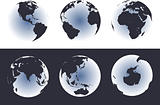 World Map on Glowing Globes