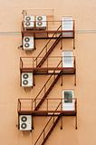 Air conditioners mounted on the walls