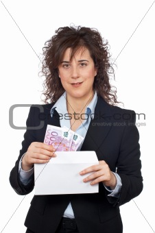Put euros bills on the envelope