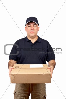 Courier holding a package