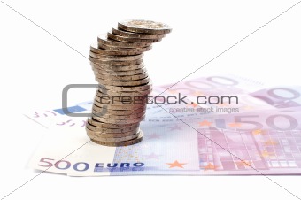 Coins and euro bills