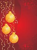 christmas bulbs with snowflakes on red background