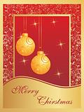 christmas card with bulbs and snowflakes 
