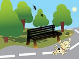 doggy playing on the road, illustration