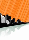 City with reflection and lines. Vector