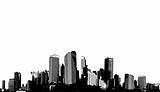 Black and white panorama city. Vector art