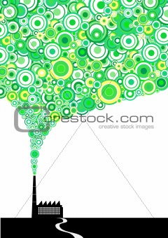 Factory with circles. Vector art