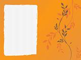 Orange leaf and branch background with paper copyspace