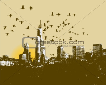 Retro Cityscape skyline background