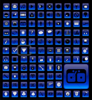 Over 100 Buttons, Web, Design, Office, Business, Zodiac, Weather