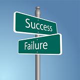 Success and Failure Crossroads sign