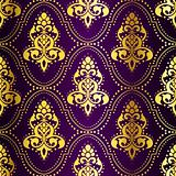 Gold-on-Purple seamless Indian pattern with dots