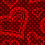 Red seamless rose and heart pattern
