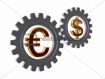 gear-wheels with euro and dollar