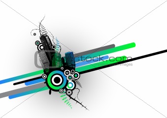 City with stripes. Vector art
